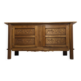 Buffet brutaliste en chêne attribué à Joseph Savina, France vers 1950