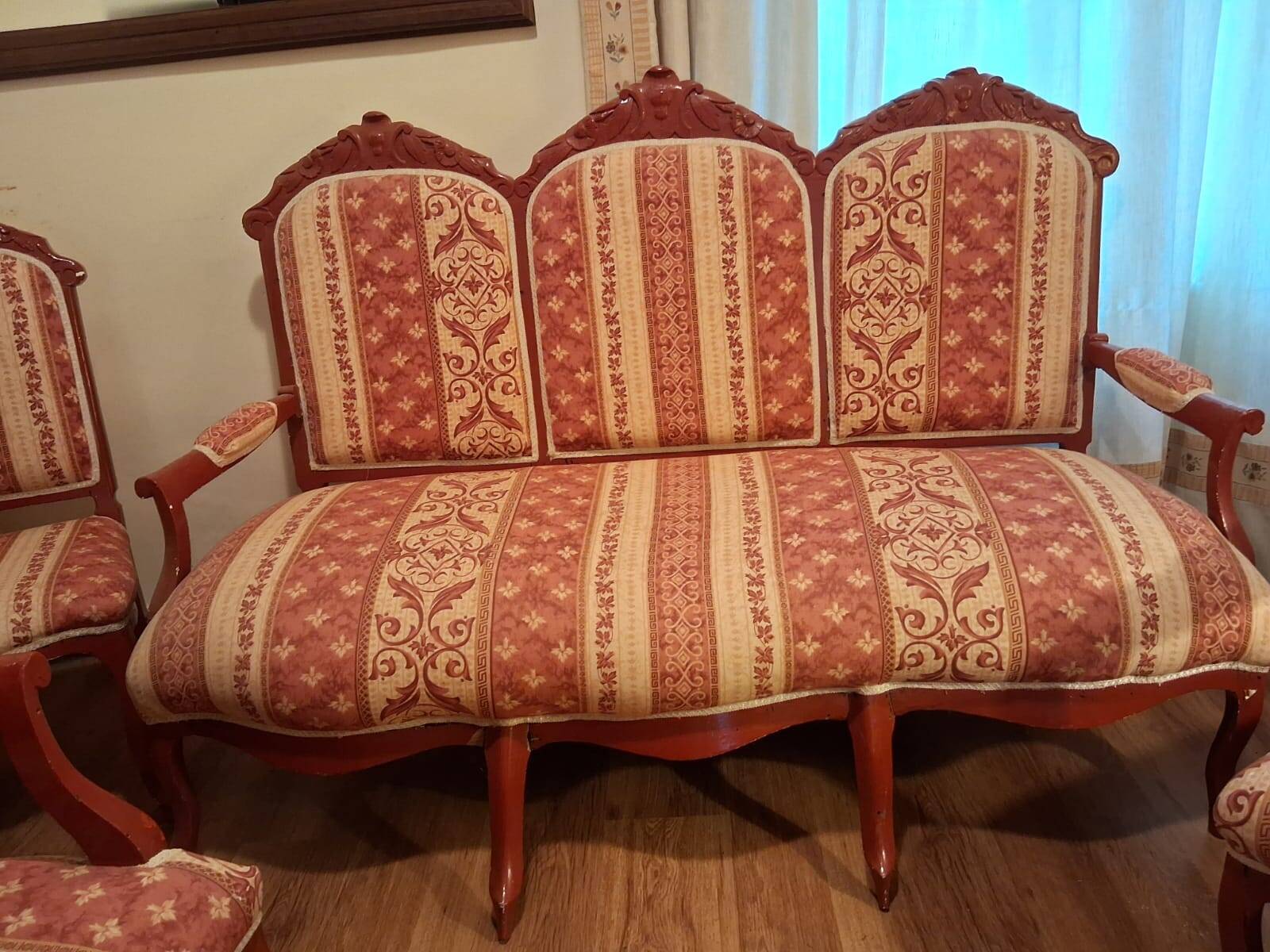 Restored complete antique Isabeline salon, Louis XV style.