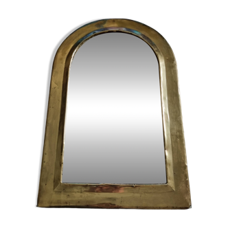 Original vintage Moroccan brass mirror, arch-shaped, 49 x 31 cm