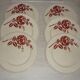 Set of 6 old flat plates in beige and red earthenware