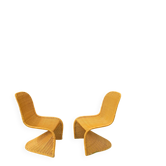vintage rattan chairs – cantilever design in the style of Panton – 1970s