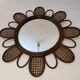 Vintage flower mirror in rattan and cannage 60s/70s