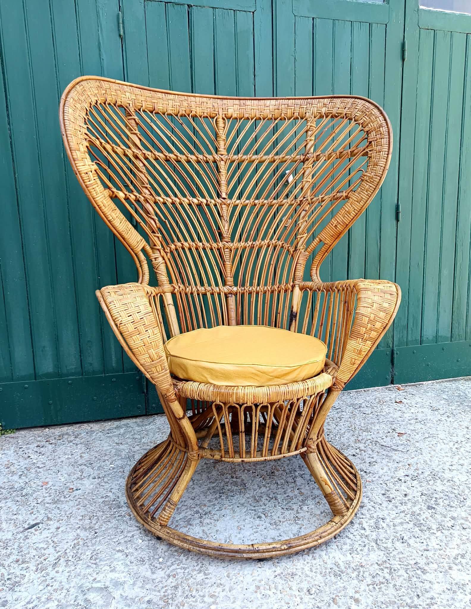 Fauteuil Emmanuelle en rotin par Gio Ponti, Italie 1960