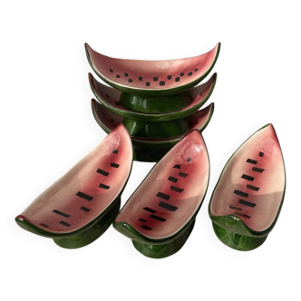 6 Vintage ceramic watermelon bowls