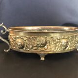 Table planter in embossed brass with floral motif late 19th century