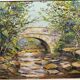 Oil on panel stone bridge river ST Tropez, st Maxime? signed A. Ada