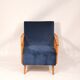 Fauteuil années 60 retapissé velours bleu