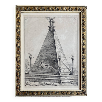 19th century engraving, gold decorated frame