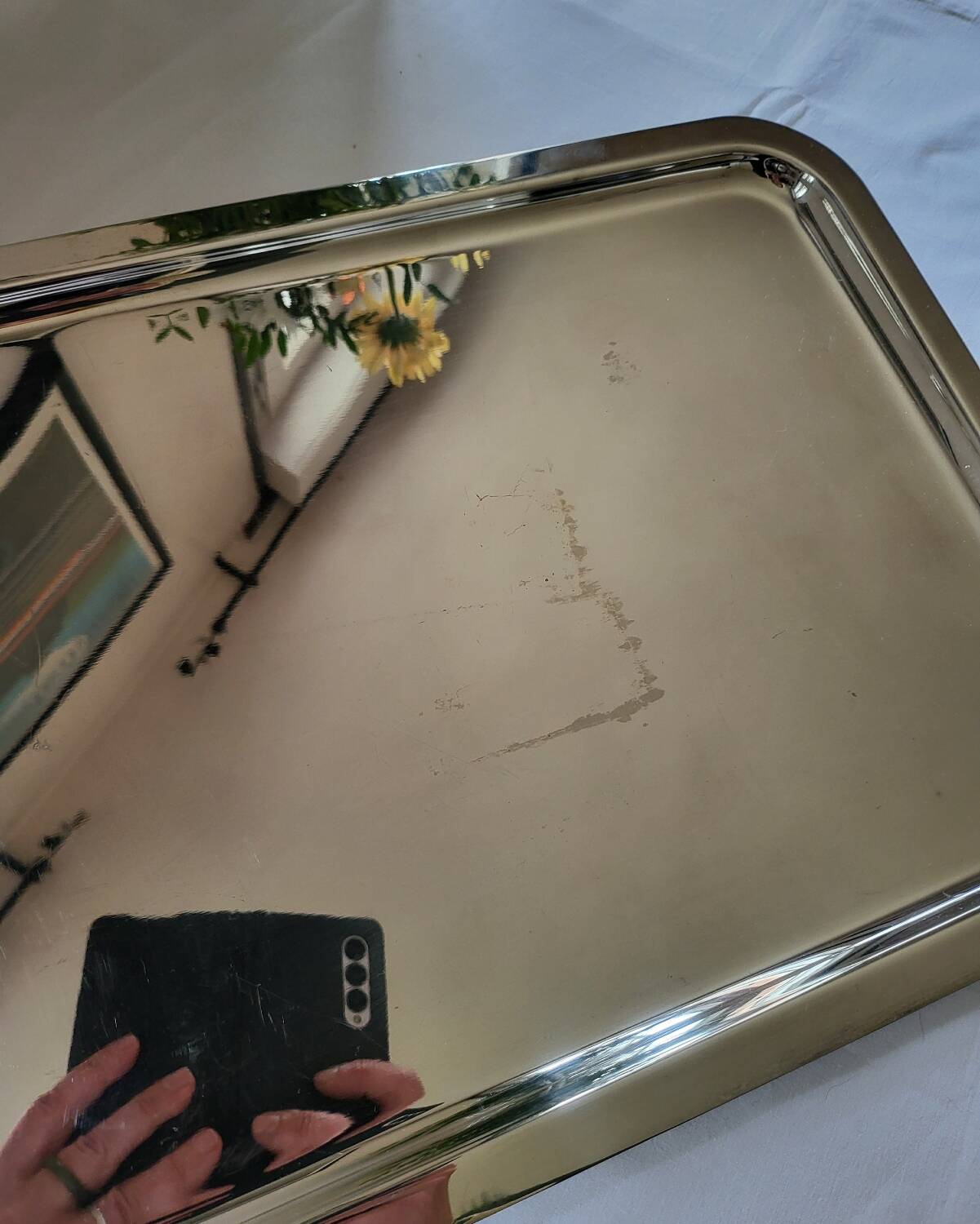 Large Silver Metal Serving Tray