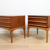 A pair of Vintage Mid-century style Lane 'Rhythm' bedside tables in walnut