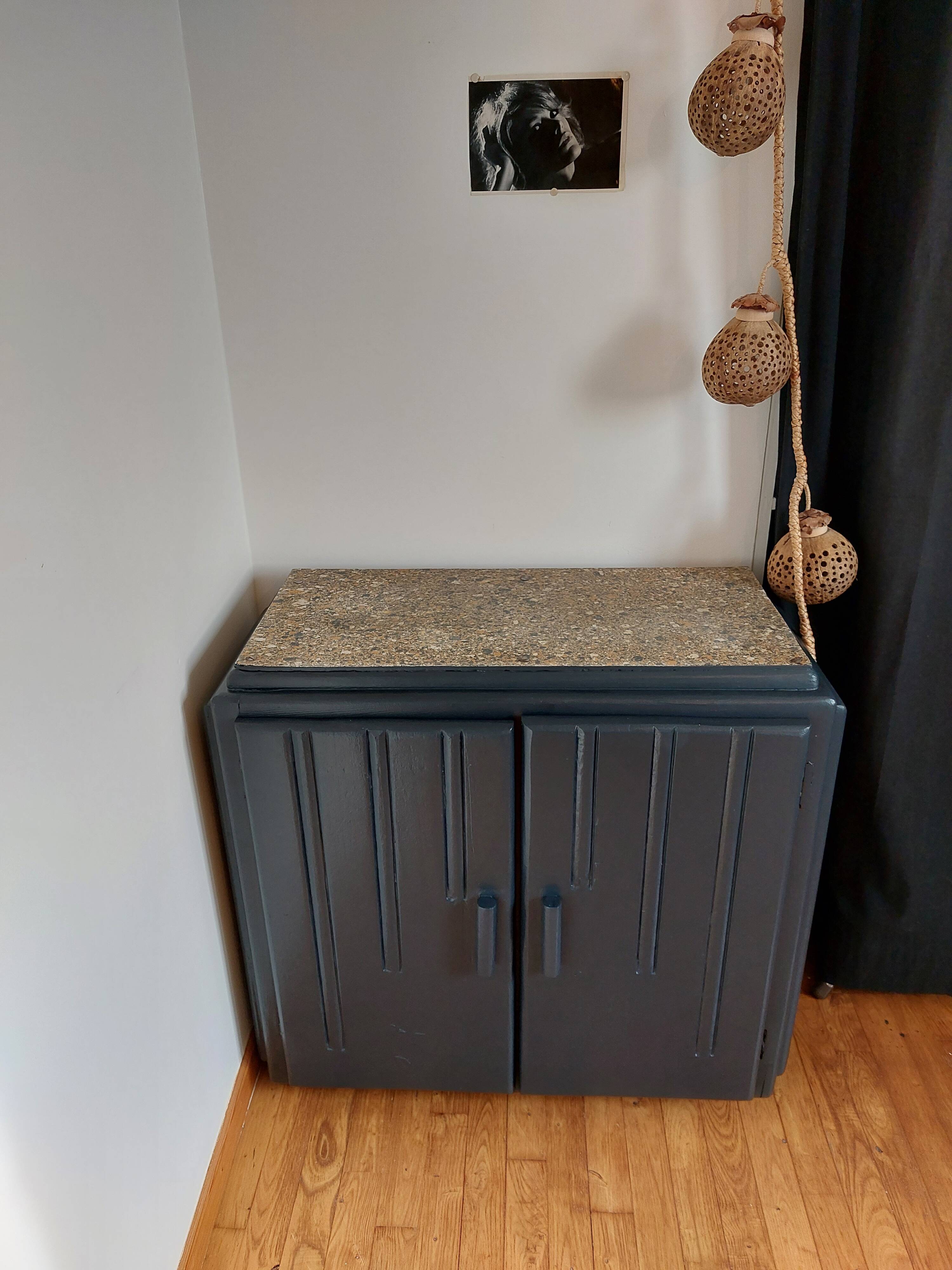Charcoal grey sideboard, marble top