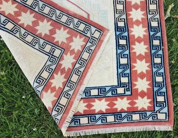 Vintage Turkish hallway rug 85x281 cm