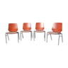 Set of 4 stackable modernist vintage chairs signed H. Miller