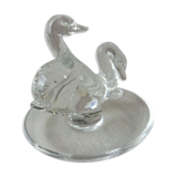 Ancien baguier en cristal, décor couple de cygnes, de Lalique