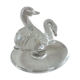 Old crystal ring, decoration couple of swans, from Lalique