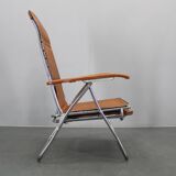 1970s Italian folding lounge chair with leatherette upholstery