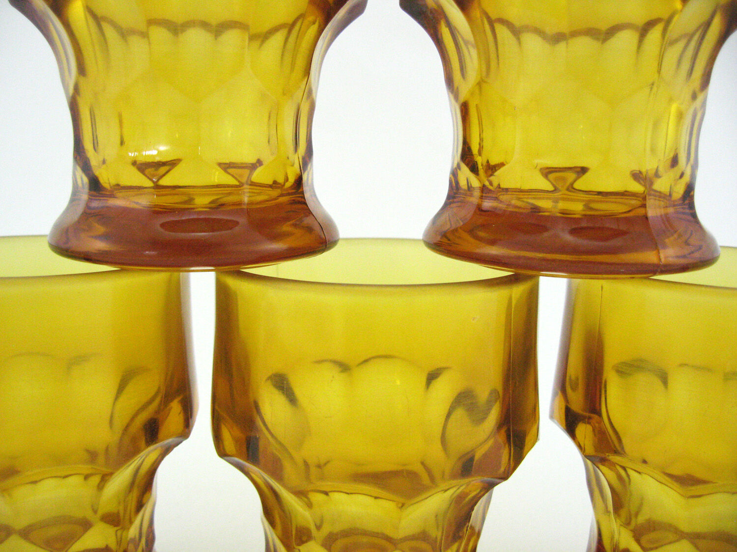 5 water cups in amber glass - Made in Italy - vintage 70s