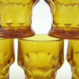 5 water cups in amber glass - Made in Italy - vintage 70s