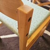 Set of 4 wooden and fabric chairs, 70s