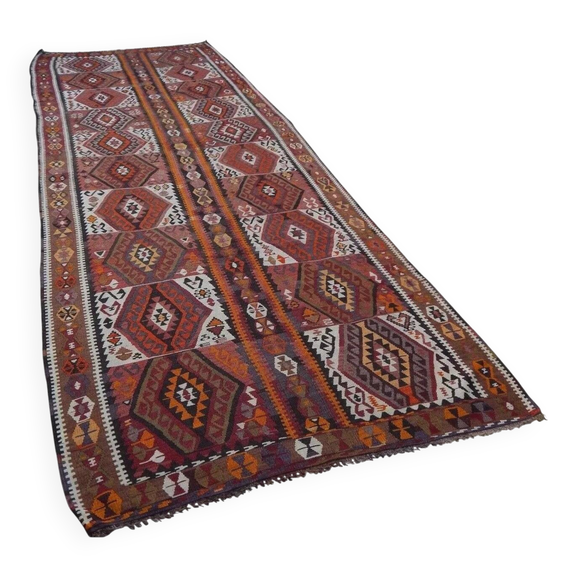 Vintage Turkish hallway rug 135x359 cm