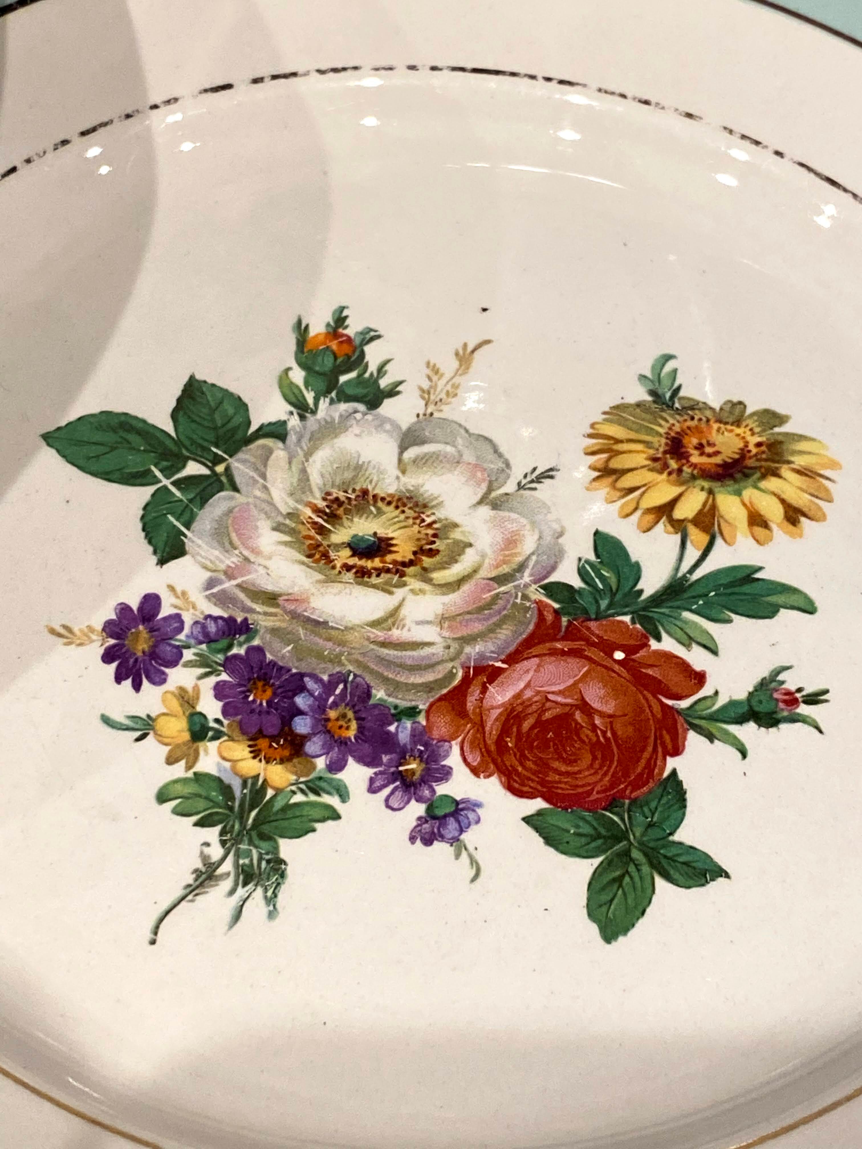 6 flat plates in half-porcelain Badonviller