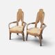Pair of 1970s Italian design armchairs, made of bent bamboo.