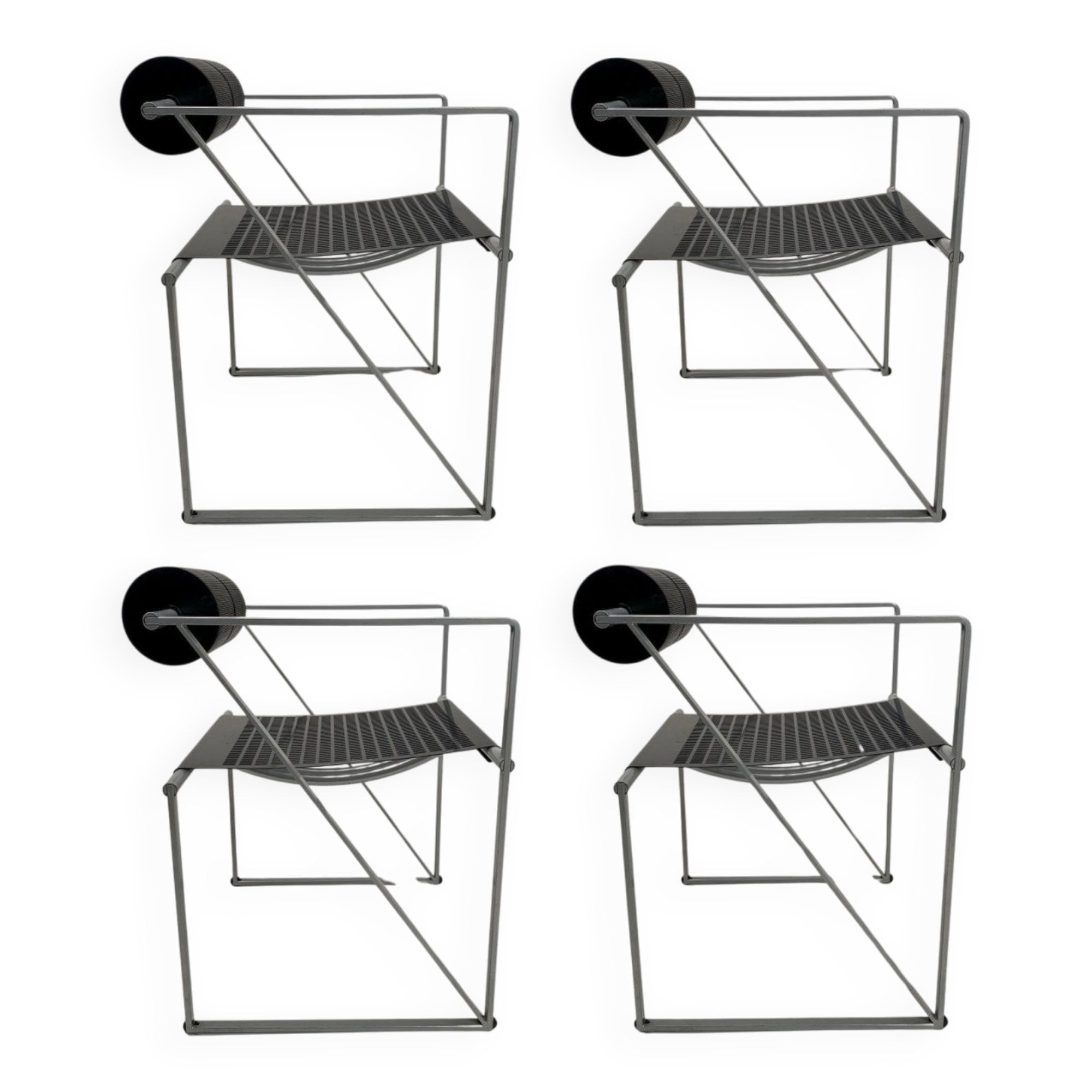 Model 601 Seconda Chairs in Metal attributed to Mario Botta, 1982, Set of 4