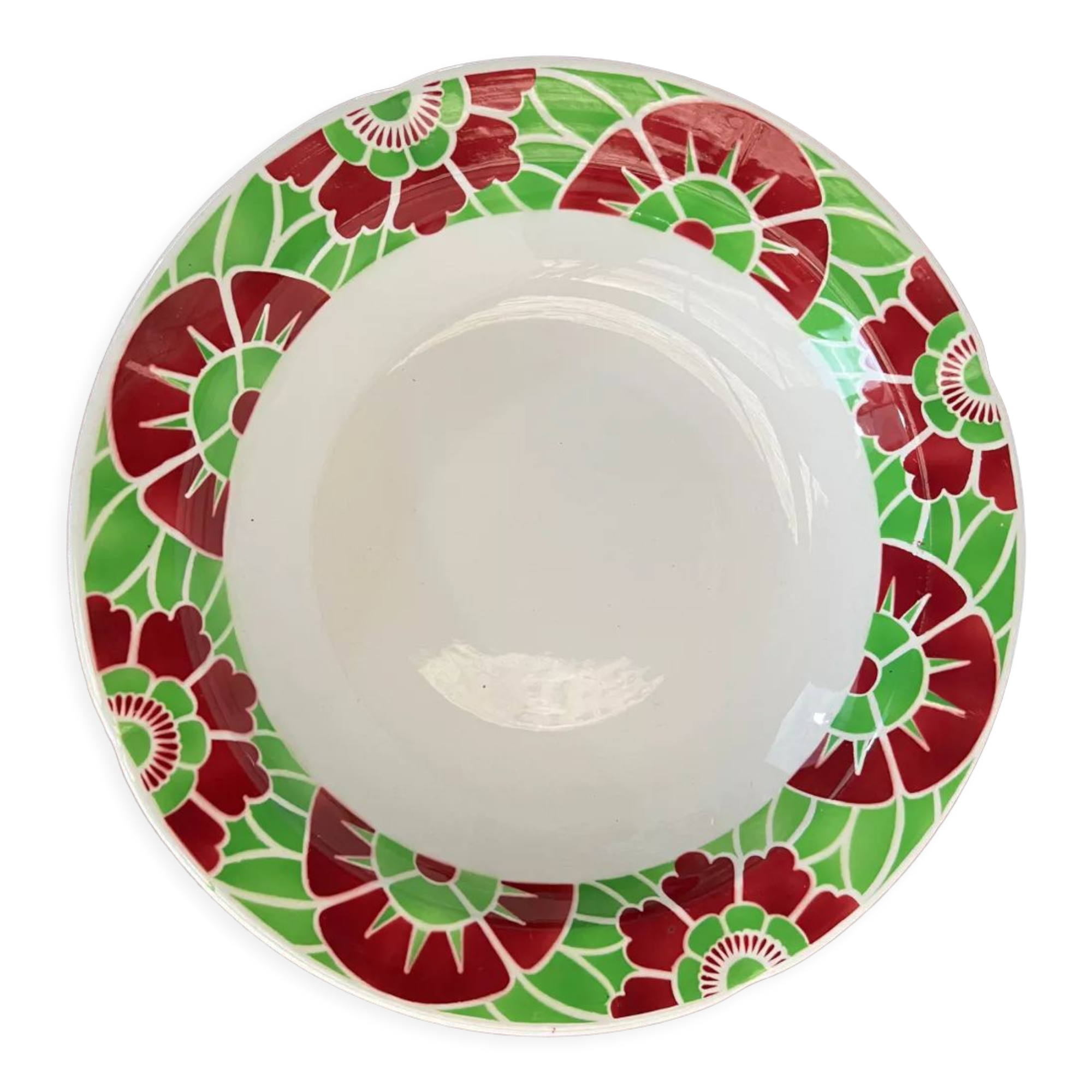 Hollow round dish sarreguemines art nouveau