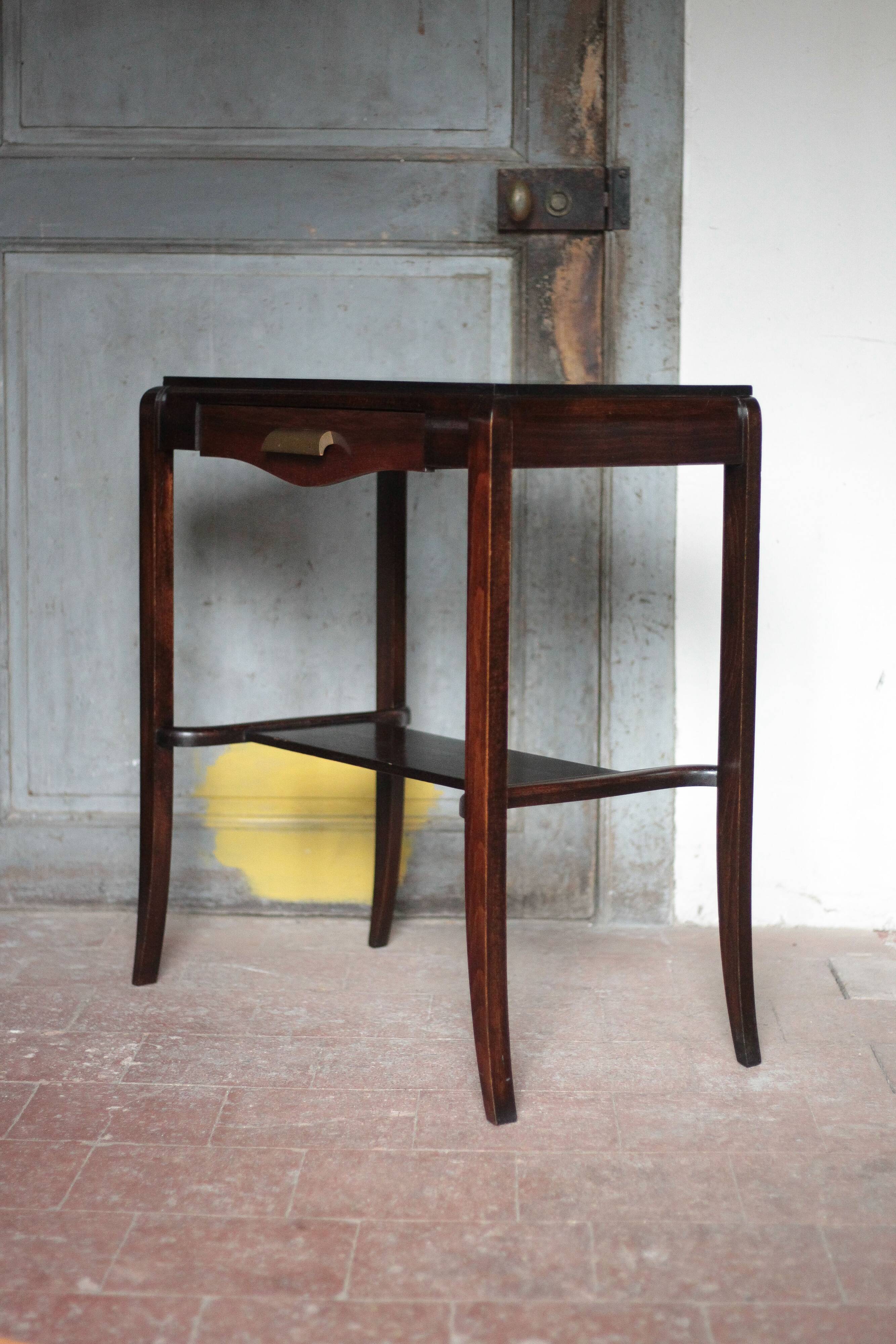 Table vintage, table bois avec 1 tiroir, console art déco, table d'appoint