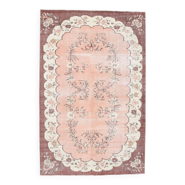 5x8 Peah Pink & Brown Floral Pattern Vintage Rug, 166x258Cm
