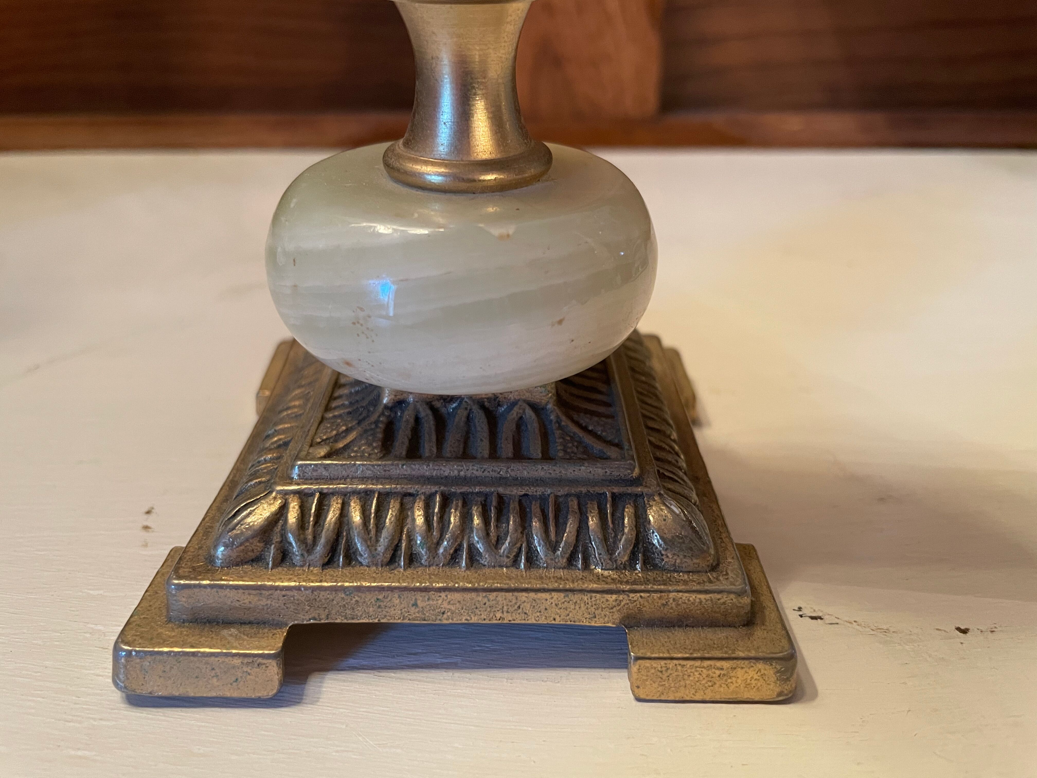 Onyx and brass candle holder