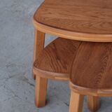 Trio of oak mid-century nesting tables