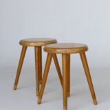 Vintage children's beech wood stools. 1950s. set of 2