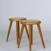 Vintage children's beech wood stools. 1950s. set of 2