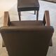 Armchair and faux leather footrest