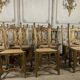 Set of 12 carved wooden chairs, Italy
