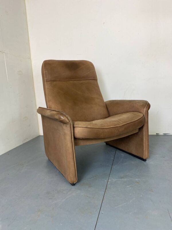 Fauteuil Modèle DS50 Mid-Century Brutaliste Moderniste en Cuir de Sede, 1960s