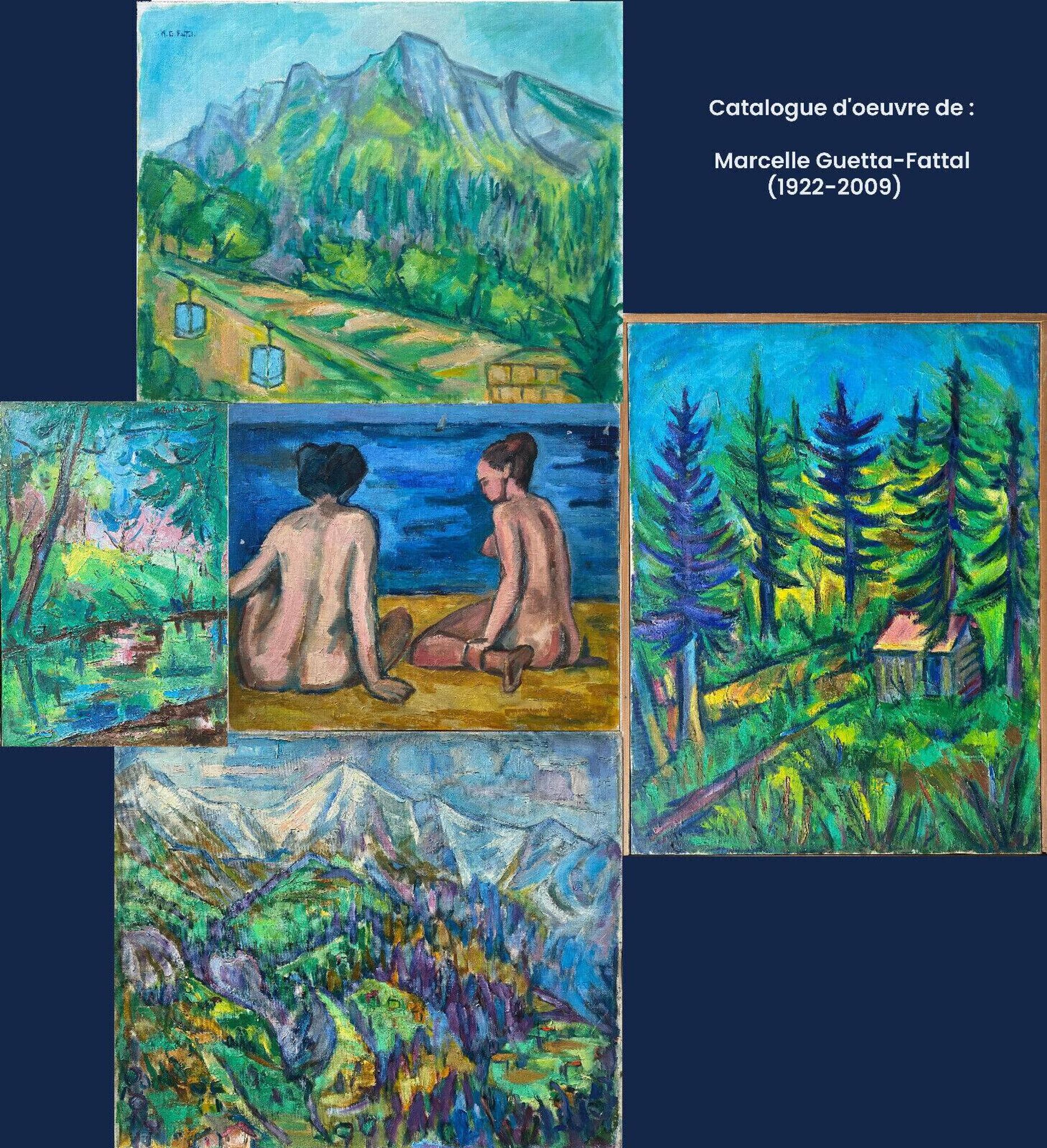 Large painting hst "baigneuses" marcelle guetta-fattal (1922-2009) fauvism