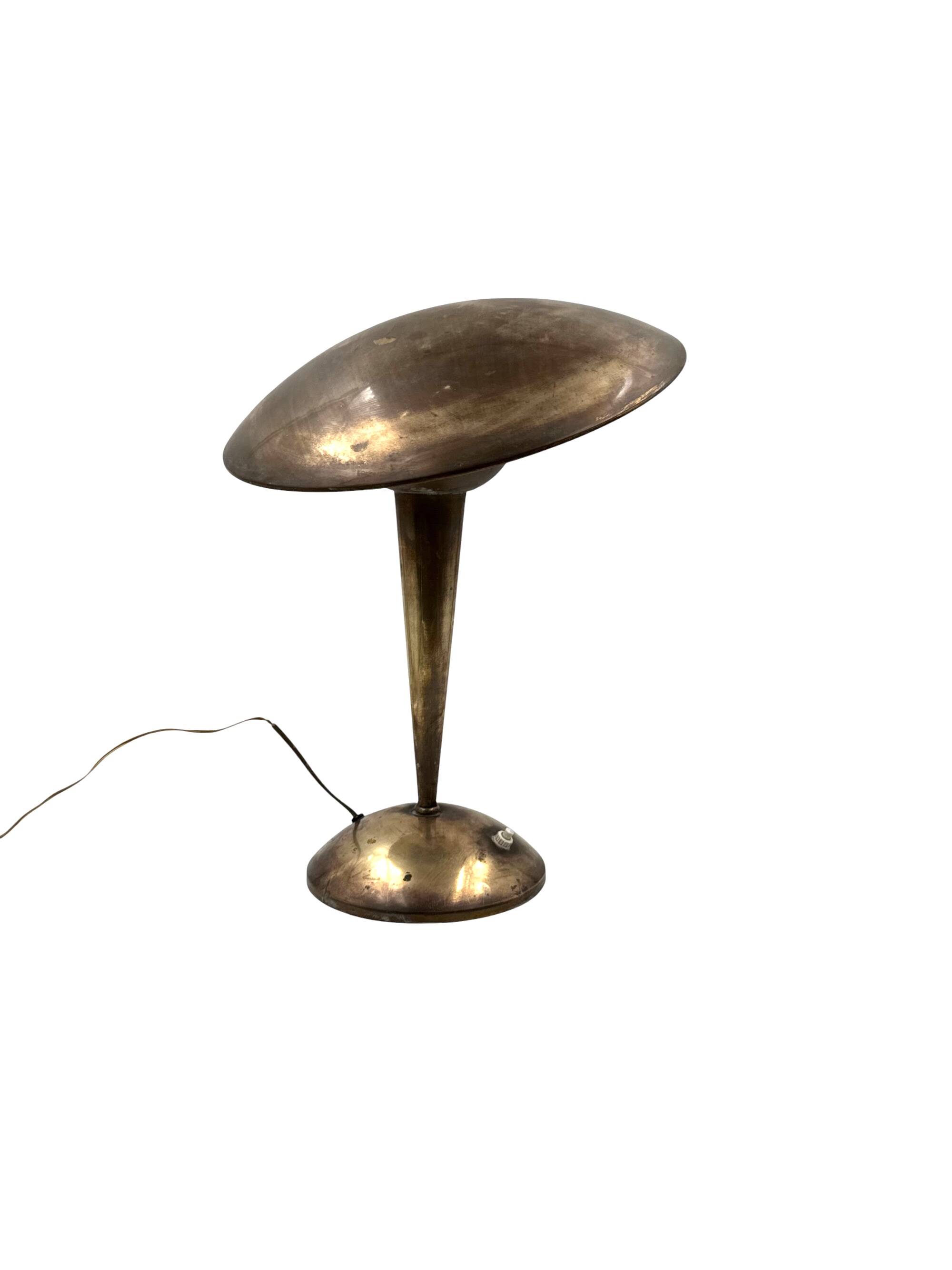 Mid-century modern brass adjustable table lamp, Italy circa 1950