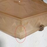 Art Deco pendant lamp in pink frosted glass signed Muller Frêres Luneville