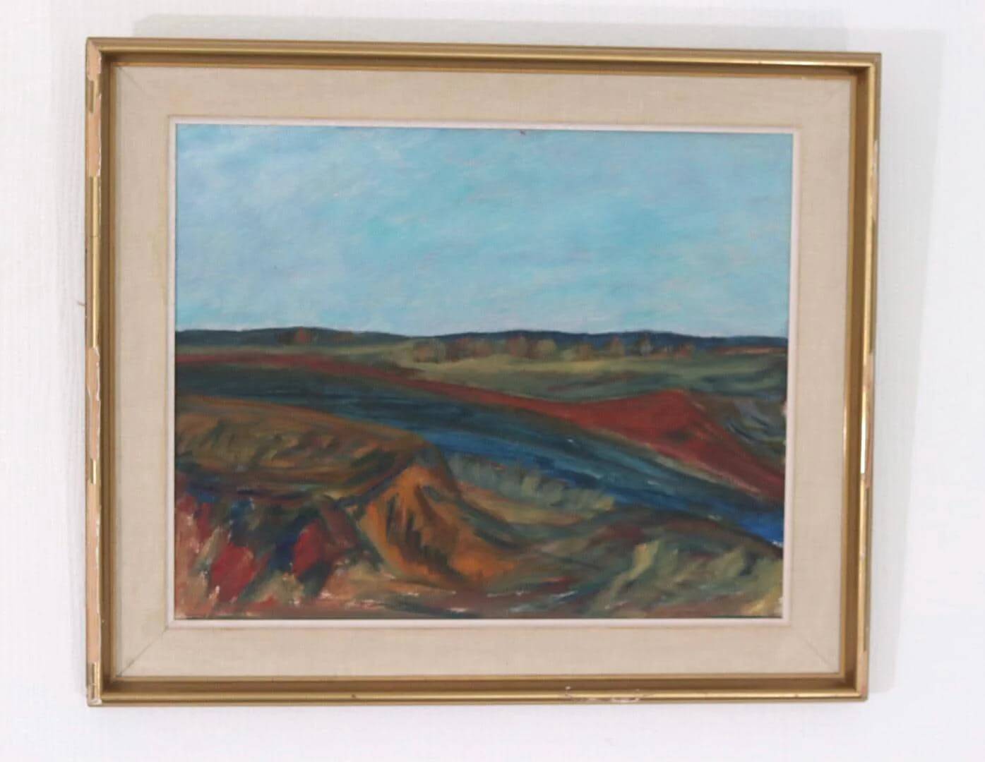 Original mid-century Swedish oil on panel – “Bold Landscape”
