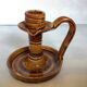 Ochre brown ceramic candle holder