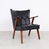 Danish teak and skai armchairs, Erhardsen & Andersen 1960s