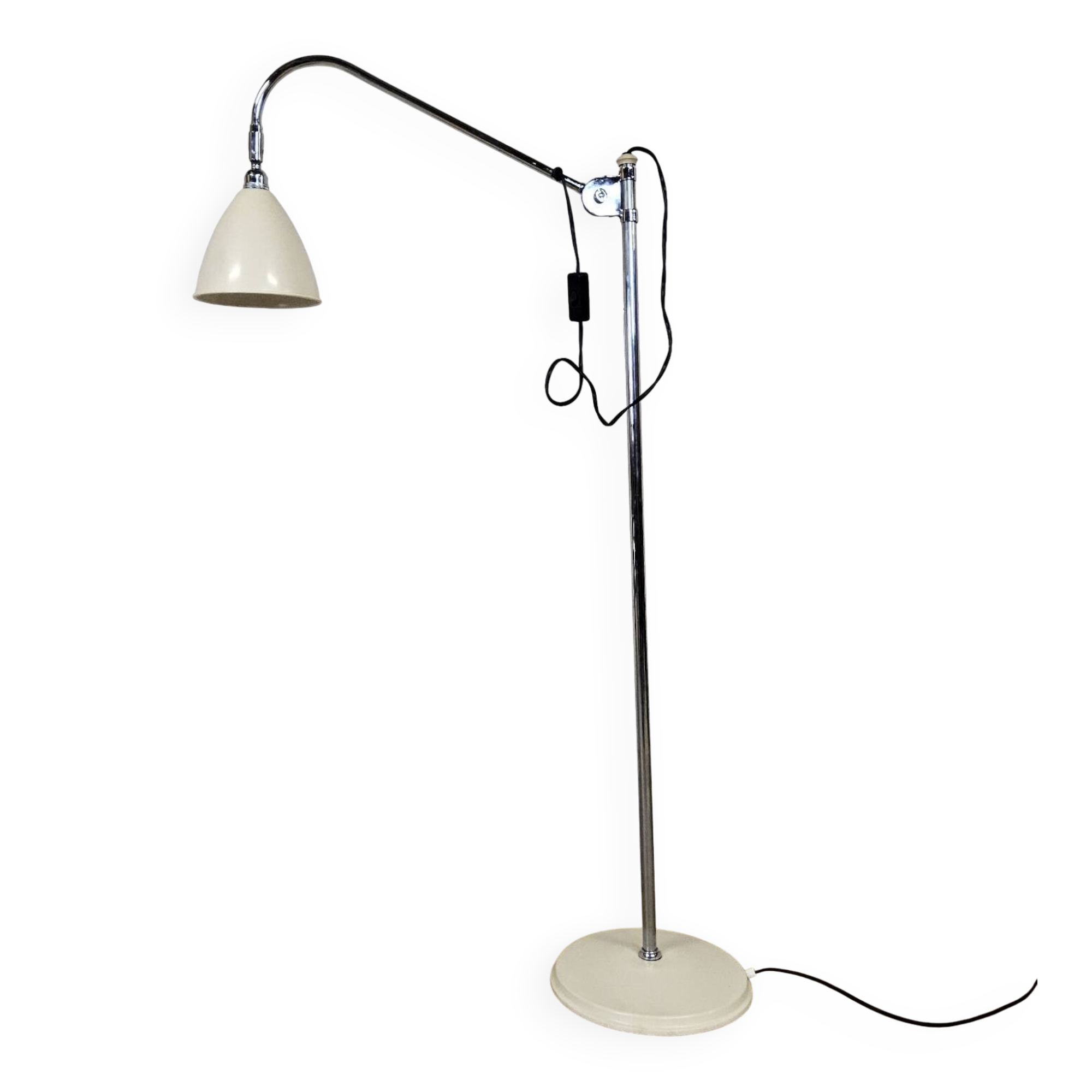 Vintage chrome / white Bauhaus floor lamp Gubi Bestlite BL3
