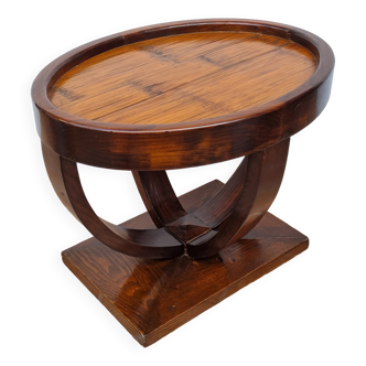 Art Deco style coffee table in varnished wood, vintage, 59 cm