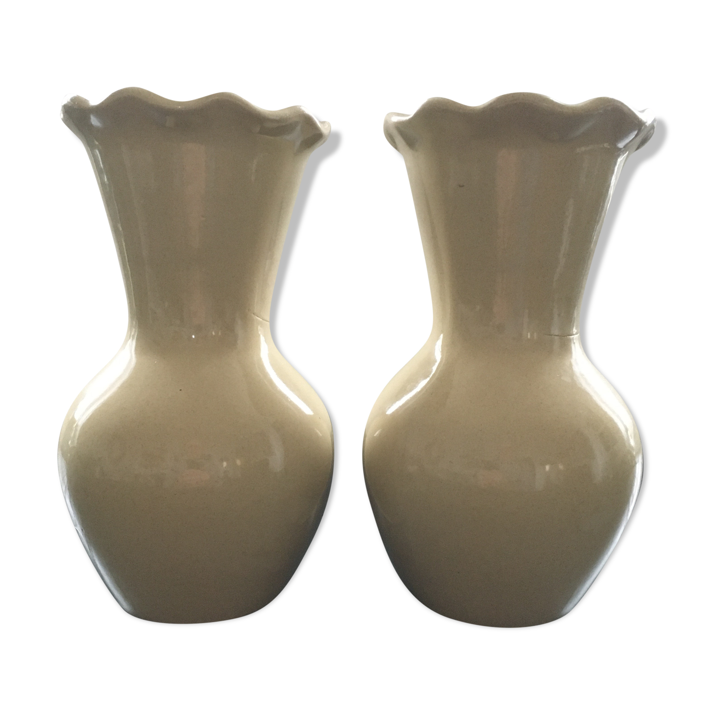 Pair of corrugated neck vases