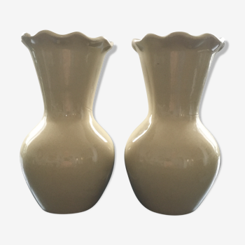 Pair of corrugated neck vases