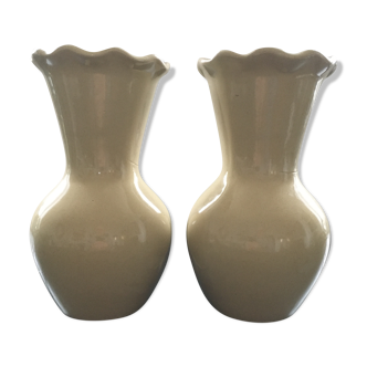Pair of corrugated neck vases