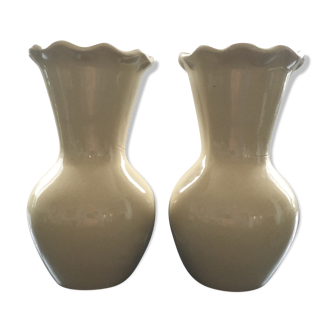 Paire de vases col ondulé