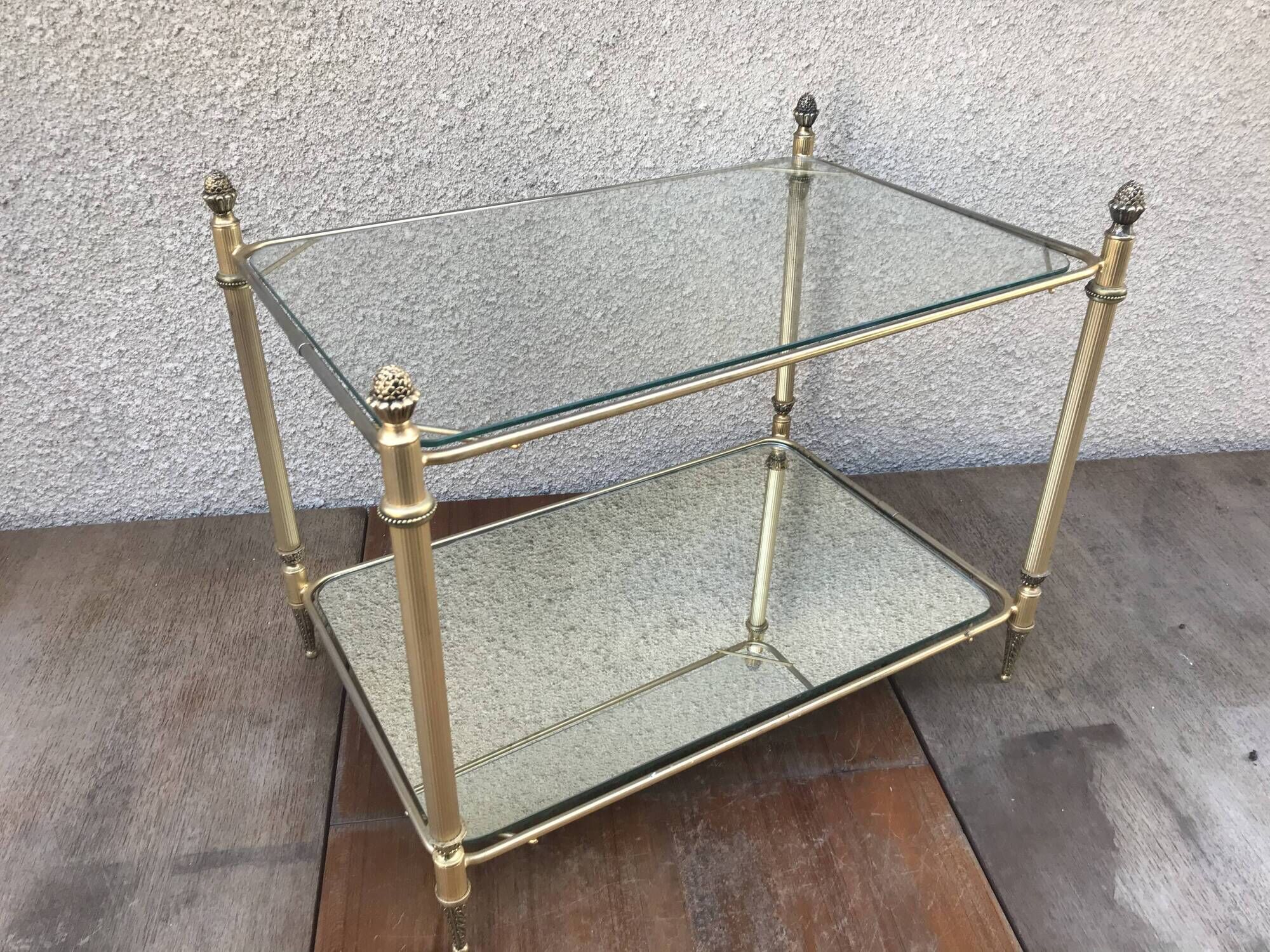 Pair of Old besides in brass and glass